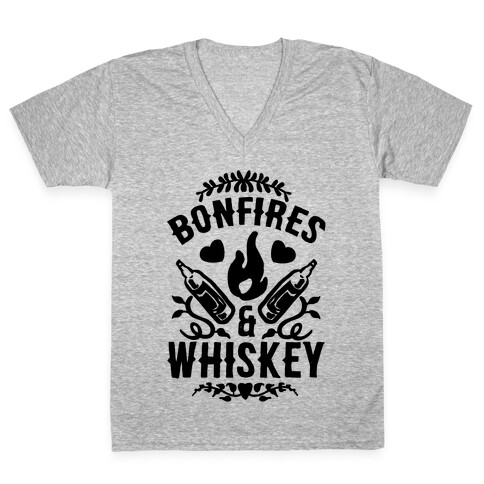 Bonfires & Whiskey V-Neck Tee Shirt