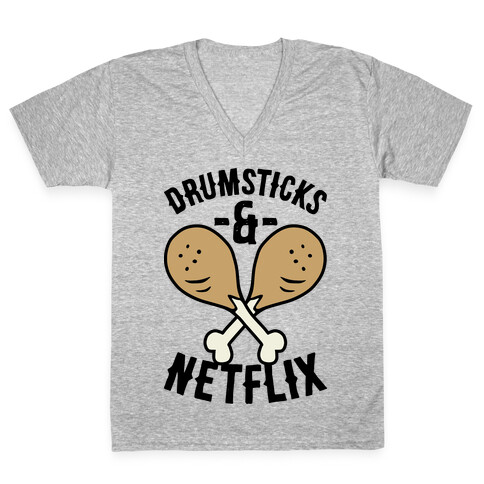 Drumsticks And Netflix V-Neck Tee Shirt