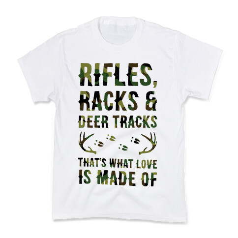 Rifle, Racks & Deer Tracks Kids T-Shirt