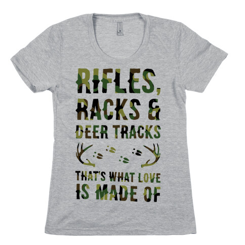 Rifle, Racks & Deer Tracks Womens T-Shirt