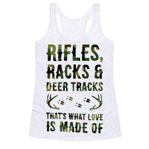 Rifle, Racks & Deer Tracks Racerback Tank Top