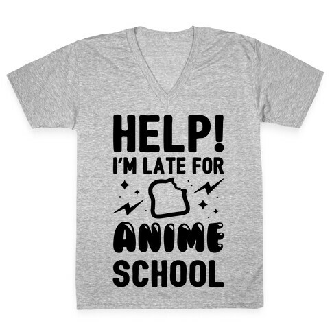 Help! I'm Late For Anime School V-Neck Tee Shirt