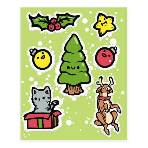 Cute Christmas Friends  Stickers and Decal Sheet