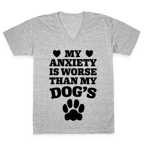 Dog Anxiety V-Neck Tee Shirt