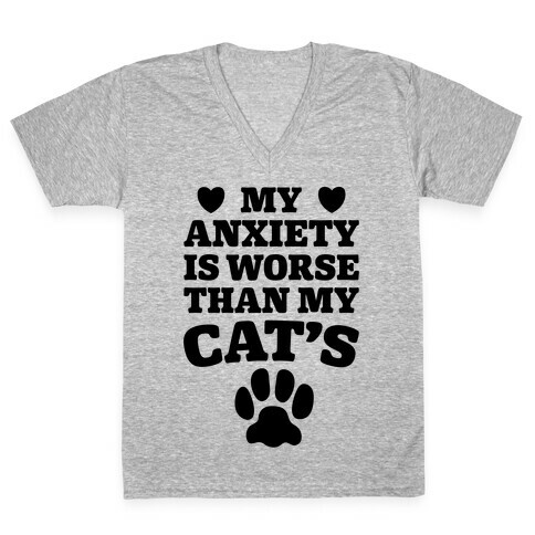 Cat Anxiety V-Neck Tee Shirt