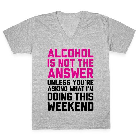 Alcohol Is Not The Answer V-Neck Tee Shirt