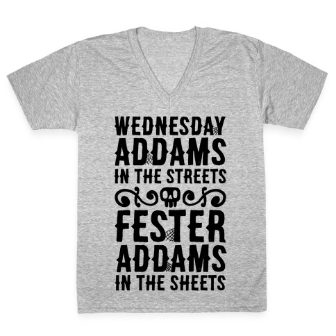 Wednesday Addams In The Streets Fester Addams In The Sheets V-Neck Tee Shirt