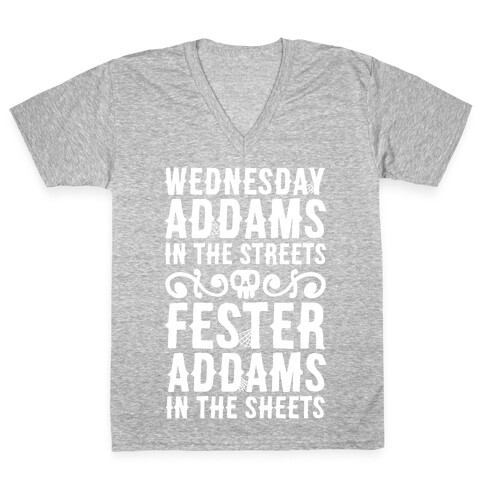Wednesday Addams In The Streets Fester Addams In The Sheets V-Neck Tee Shirt