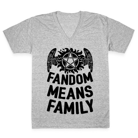 Fandom Means Family (Supernatural) V-Neck Tee Shirt