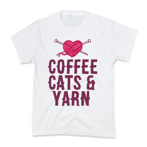 Coffee, Cats and Yarn Kids T-Shirt