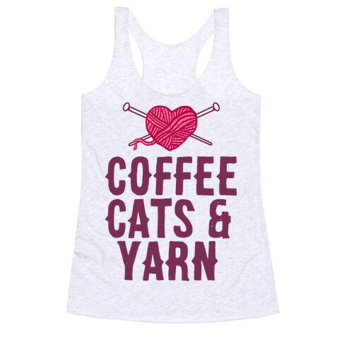 Coffee, Cats and Yarn Racerback Tank Top