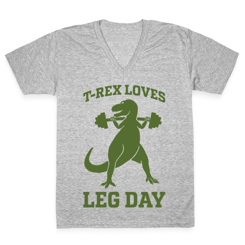 T-Rex Loves Leg Day V-Neck Tee Shirt