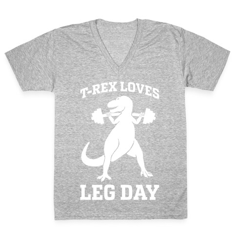 T-Rex Loves Leg Day V-Neck Tee Shirt
