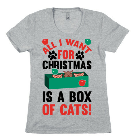 All I Want For Christmas Is A Box Of Cats Womens T-Shirt