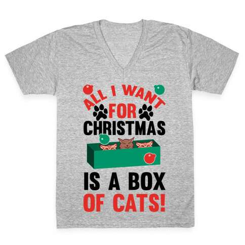 All I Want For Christmas Is A Box Of Cats V-Neck Tee Shirt