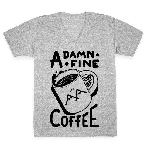 Twin Peaks Quote A Damn Fine Cup Of Coffee V-Neck Tee Shirt