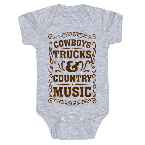 Cowboys Trucks & Country Music Baby One-Piece