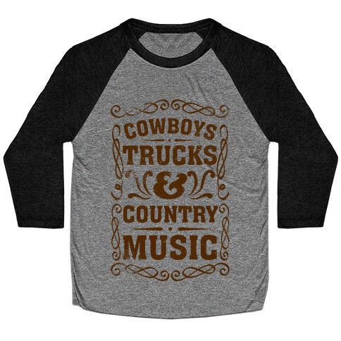 Cowboys Trucks & Country Music Baseball Tee