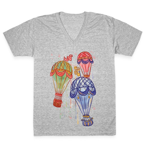Watercolor Balloon Trip V-Neck Tee Shirt