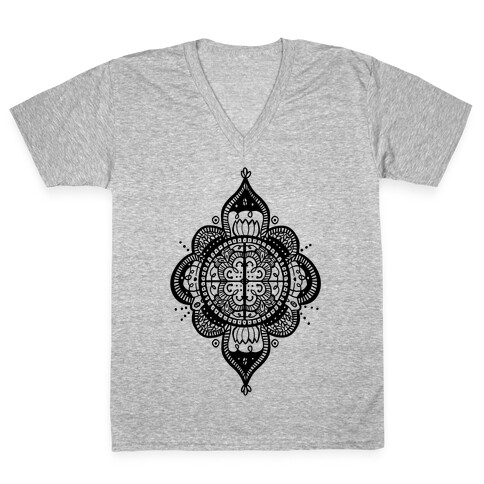 Rangoli Inspiration Pattern V-Neck Tee Shirt