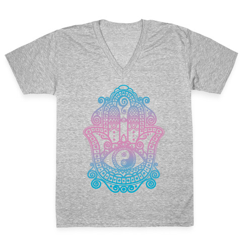 Peaceful Hamsa Hand V-Neck Tee Shirt