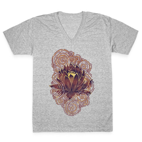 Lotus Flower V-Neck Tee Shirt