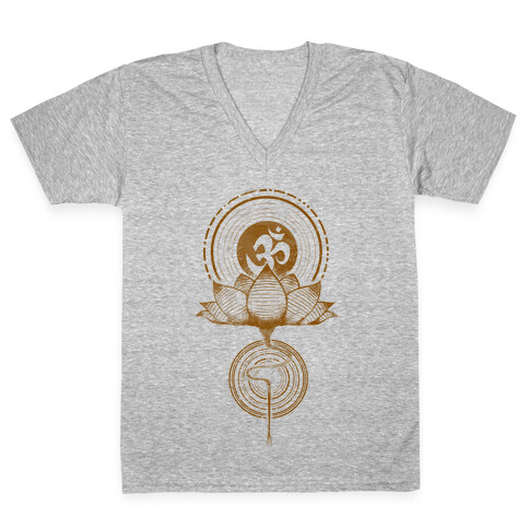 Aum and Lotus V-Neck Tee Shirt