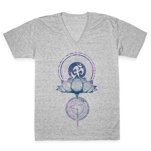 Aum and Lotus V-Neck Tee Shirt