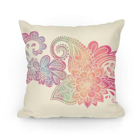Rainbow Lotus Henna Inspiration Pillow