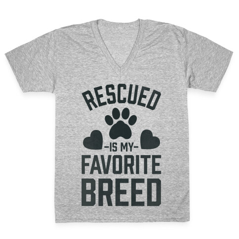 Rescued is My Favorite Breed V-Neck Tee Shirt