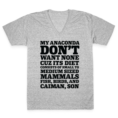 My Anaconda Don't Want None Because of Its Diet V-Neck Tee Shirt