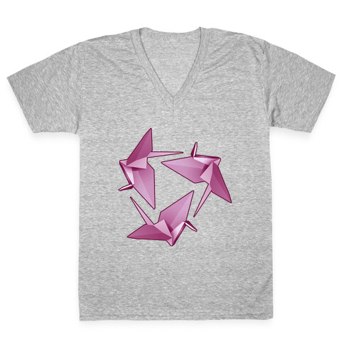 Origami Paper Crane V-Neck Tee Shirt