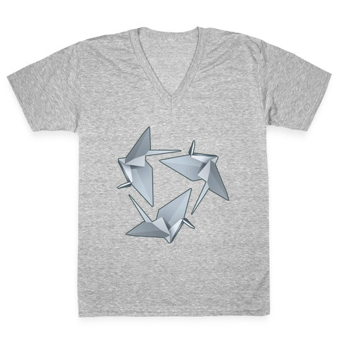 Origami Paper Crane V-Neck Tee Shirt