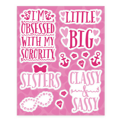 Big and Little Love Sorority  Stickers and Decal Sheet