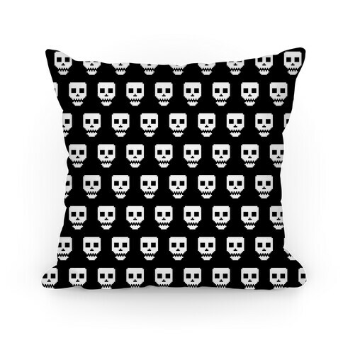 Spoopy Pixel Skull Pillow