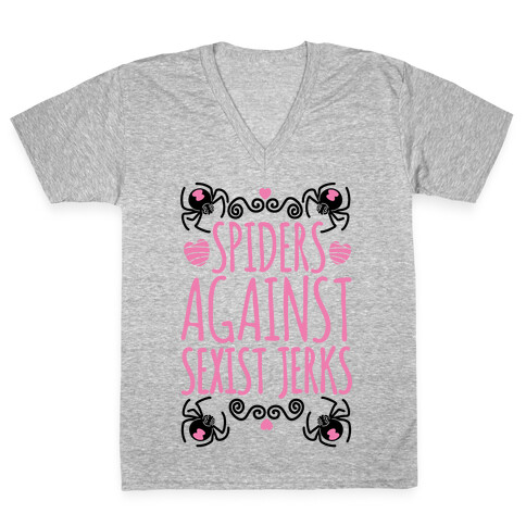 Spiders Against Sexist Jerks V-Neck Tee Shirt
