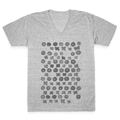 XOXO Hugs and Kisses Pattern V-Neck Tee Shirt