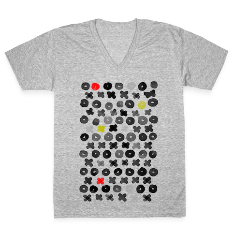 XOXO Hugs and Kisses Pattern V-Neck Tee Shirt