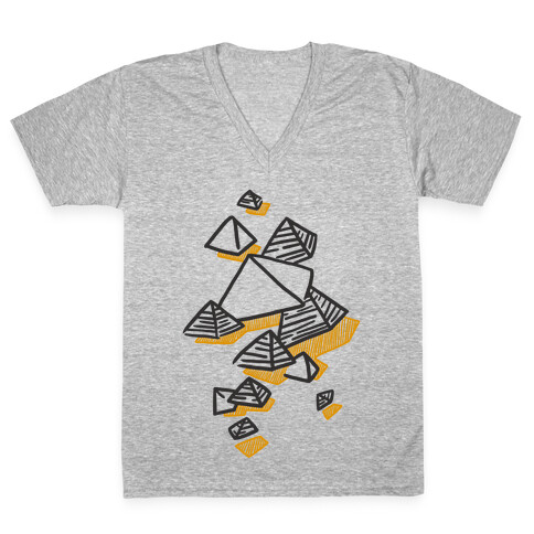 Geometric Pyramids V-Neck Tee Shirt