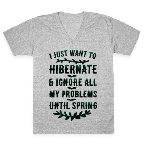 I Just Want To Hibernate & Ignore All My Problems Until Spring V-Neck Tee Shirt