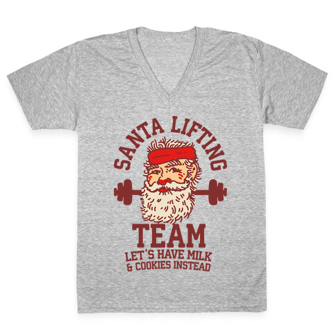 Santa Lifting Team V-Neck Tee Shirt