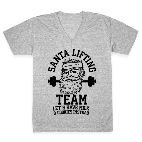 Santa Lifting Team V-Neck Tee Shirt