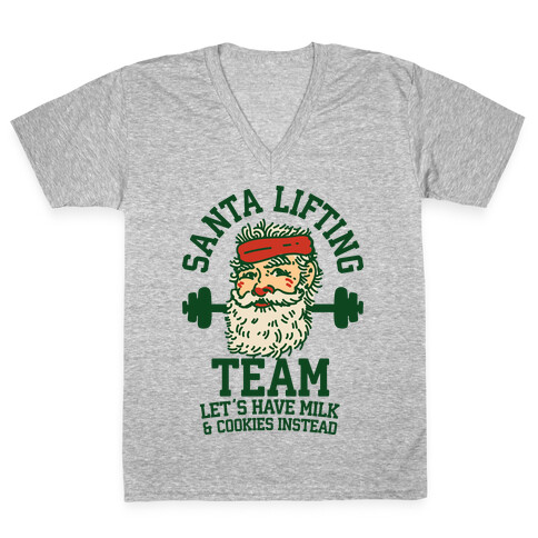 Santa Lifting Team V-Neck Tee Shirt