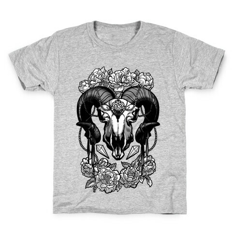 Flowery Ram Skull Kids T-Shirt