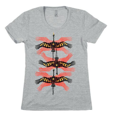 Geometric Deco Flying Cranes Womens T-Shirt