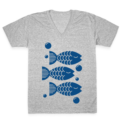 Geometric Fish V-Neck Tee Shirt