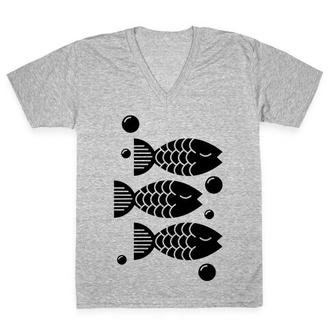 Geometric Fish V-Neck Tee Shirt