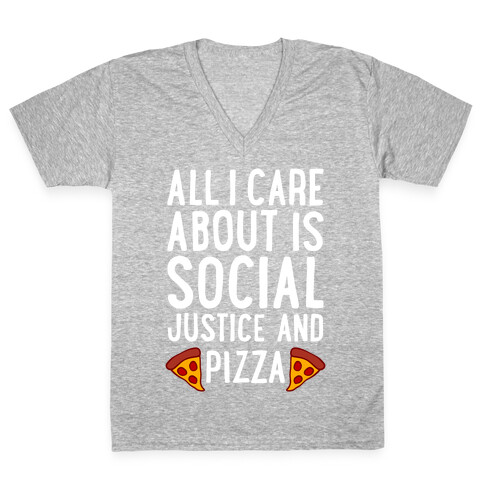 Social Justice And Pizza V-Neck Tee Shirt