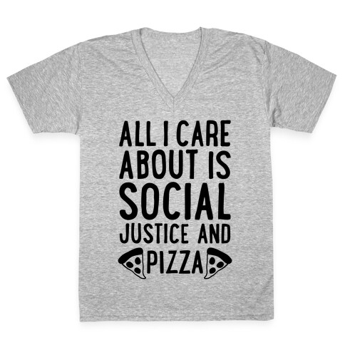 Social Justice And Pizza V-Neck Tee Shirt