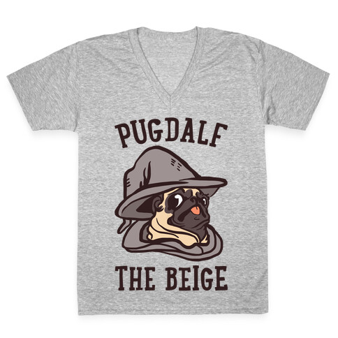 Pugdalf The Beige V-Neck Tee Shirt